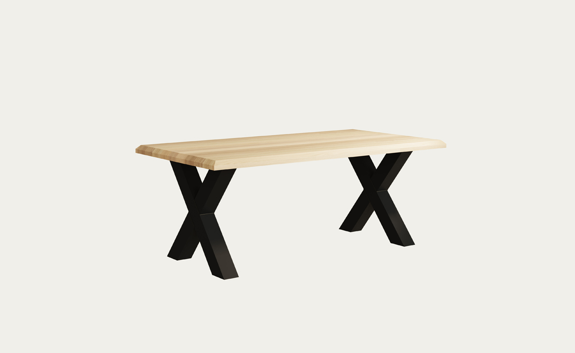 Oslo Solid Oak 220cm Dining Table With X - Style Metal Leg