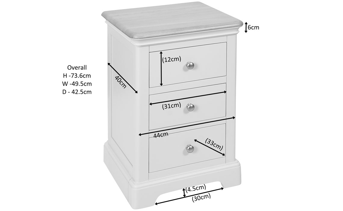 Melford Painted 3 Drawer Bedside 