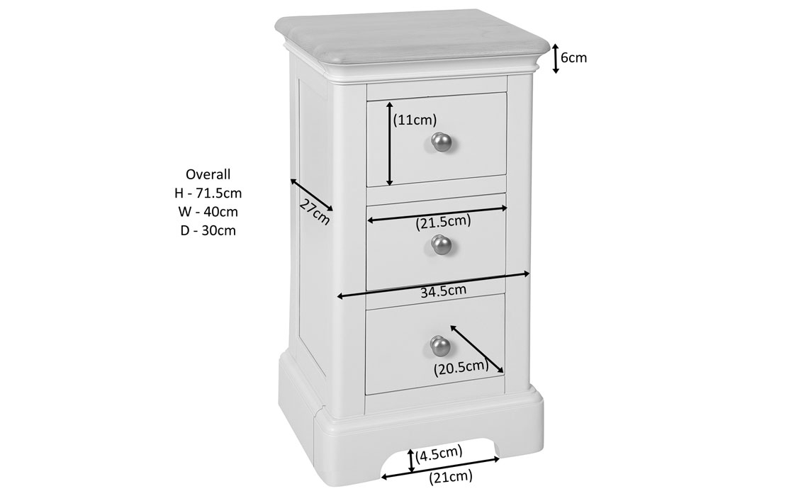 Melford Painted 3 Drawer Compact Bedside 