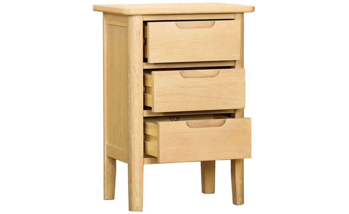 Birka Whitewash Oak 3 Drawer Bedside