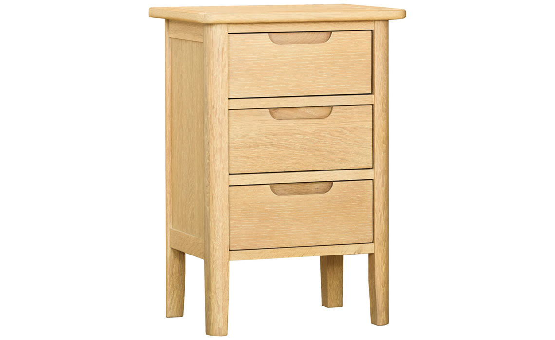 Birka Whitewash Oak 3 Drawer Bedside