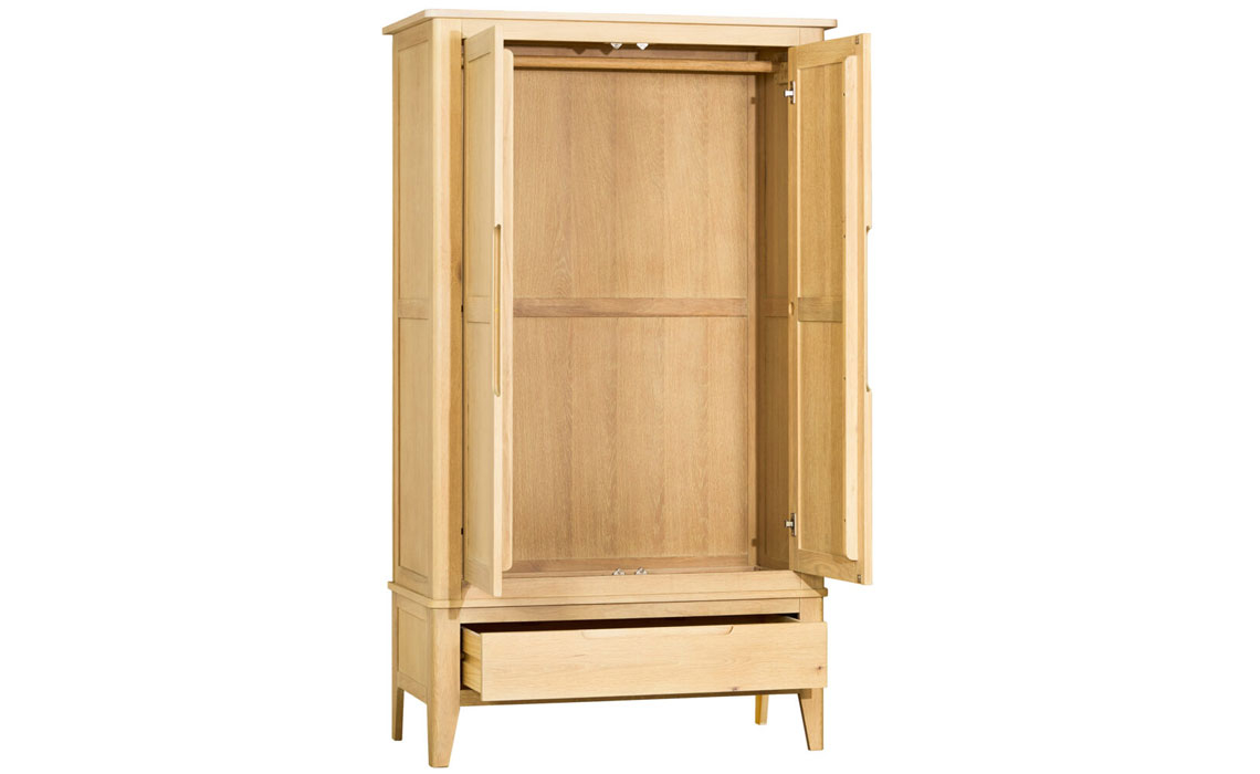 Birka Oak Double Wardrobe With Drawer