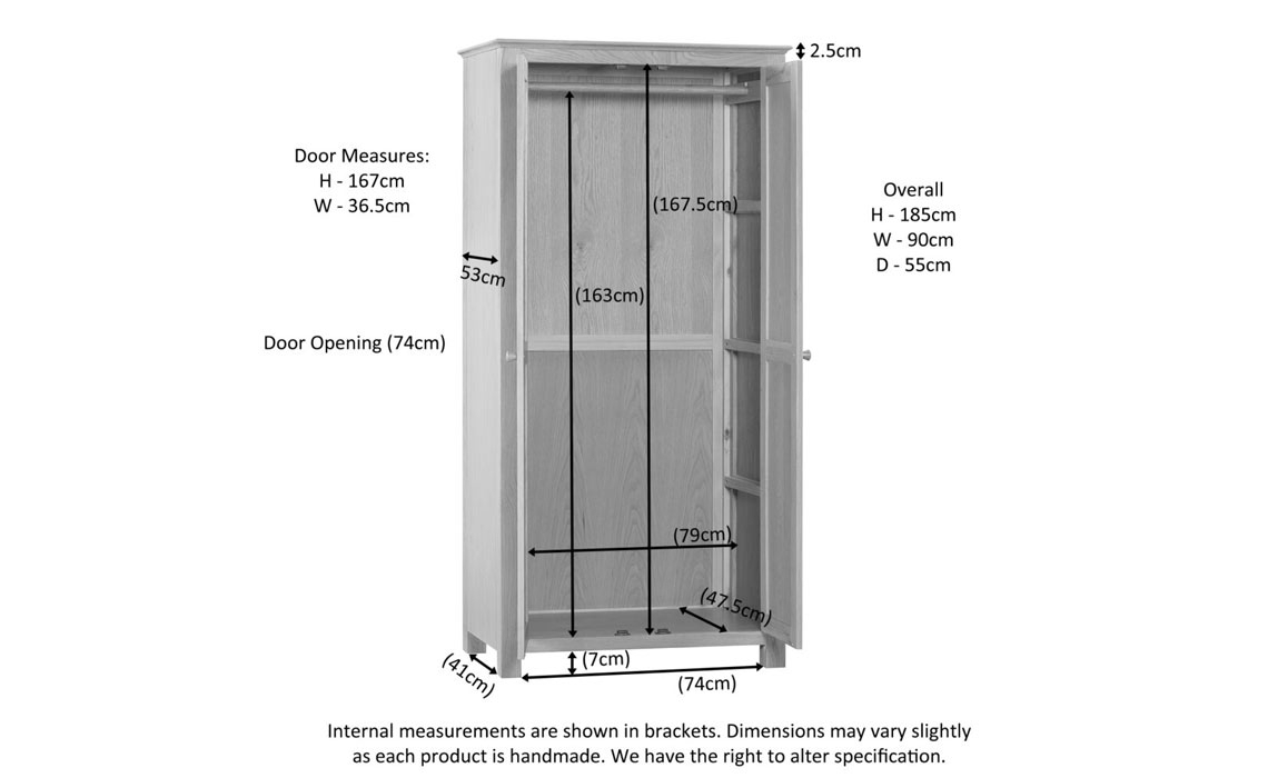Morland Oak Full Hanging Double Wardrobe