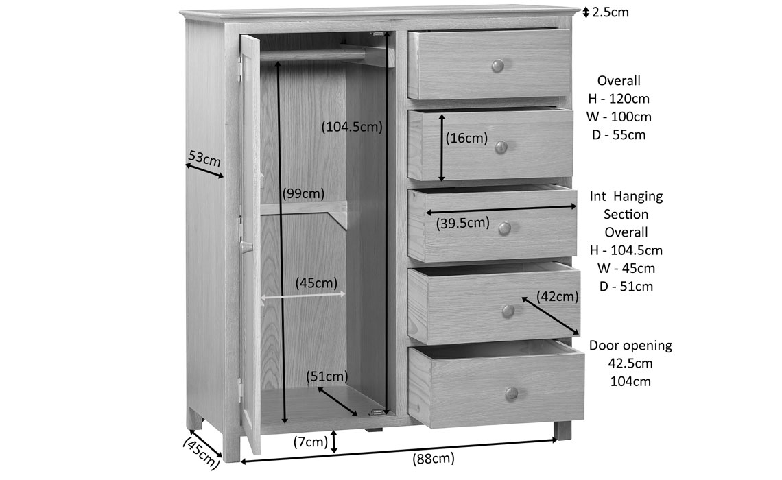 Morland Oak Combination Wardrobe