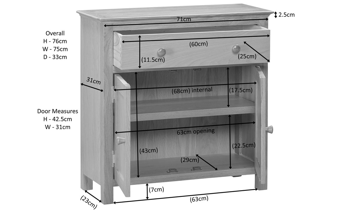 Morland Oak Compact Sideboard