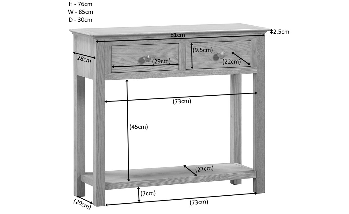 Morland Oak 2 Drawer Console Table