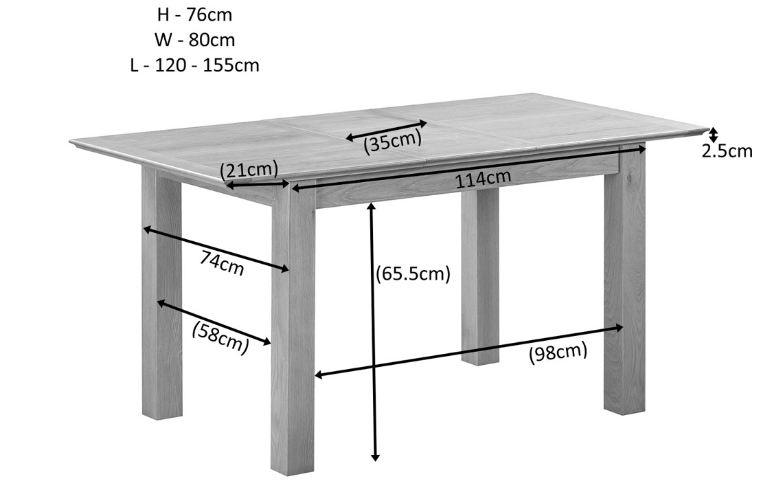 Morland Oak 120-155cm Extending Table