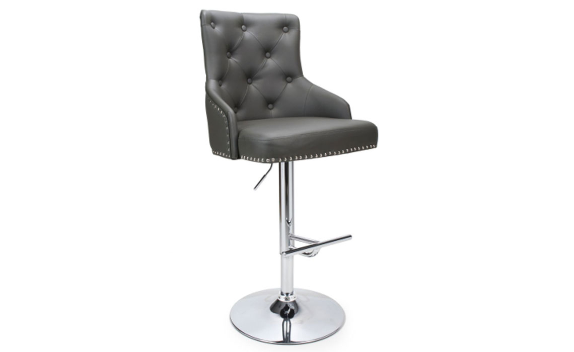 Luxury Leather Effect Graphite Grey Adjustable Bar Stool