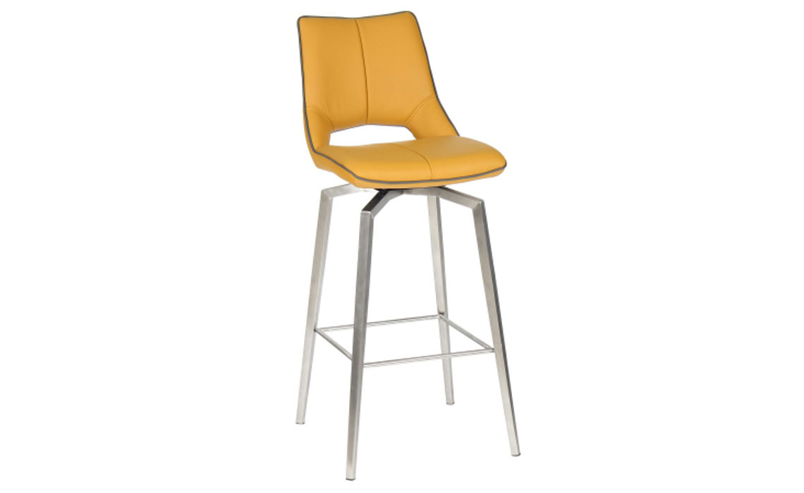 Pandora Swivel Leather Effect Bar Stool - Yellow 