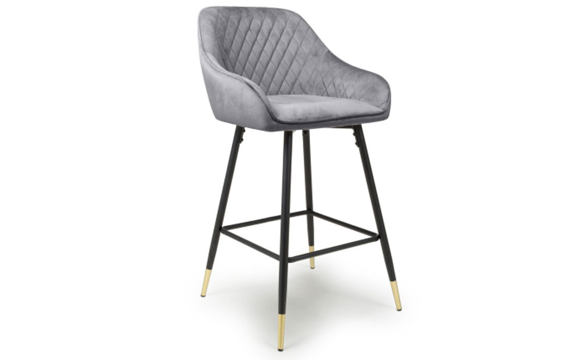 Mateo Brushed Velvet Grey Bar Stool