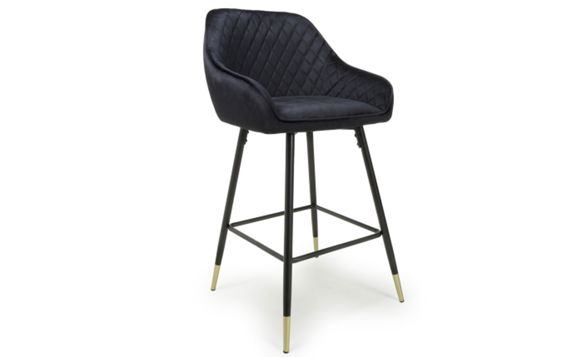 Mateo Brushed Velvet Black Bar Stool