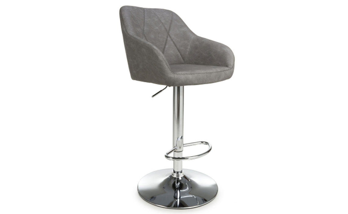 Cannes Leather Effect Bar Stool-Charcoal