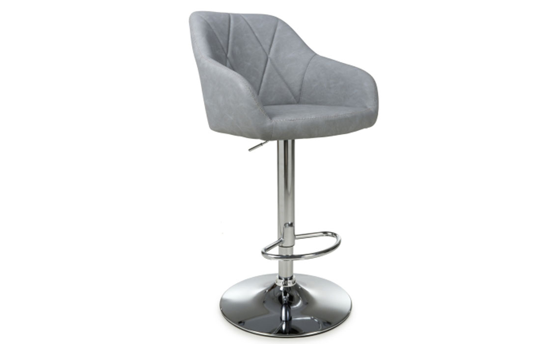 Cannes Leather Effect Bar Stool-Light Grey