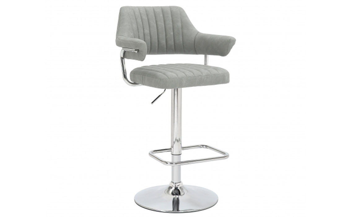 Cortex Leather Effect Bar Stool - Light Grey