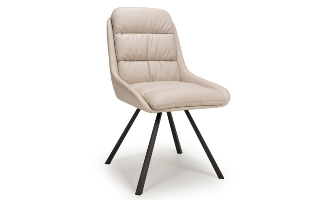 Arndale Swivel Leather Effect  Dining Chair - Cream