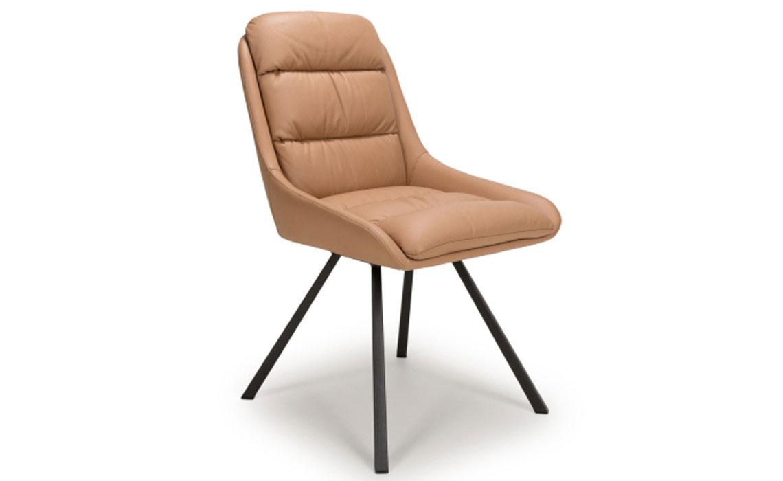 Arndale Swivel Leather Effect Dining Chair - Tan