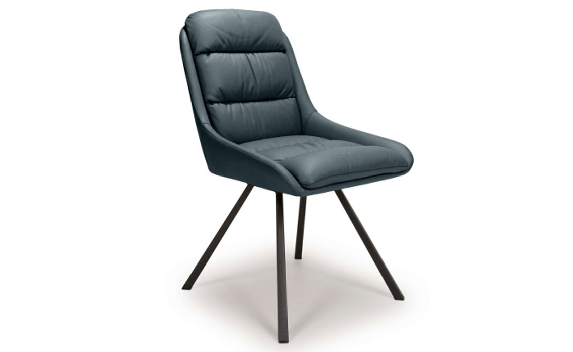 Arndale Swivel Leather Effect Dining Chair - Midnight Blue