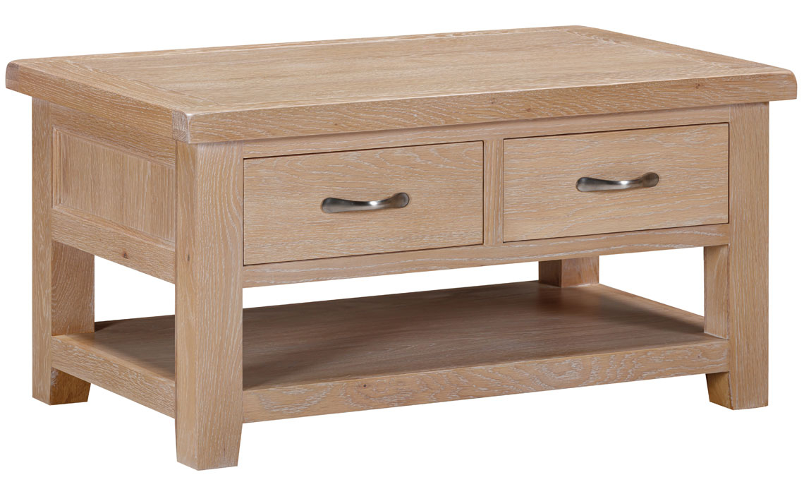 Berkley Whitewash Oak Coffee Table With Drawers