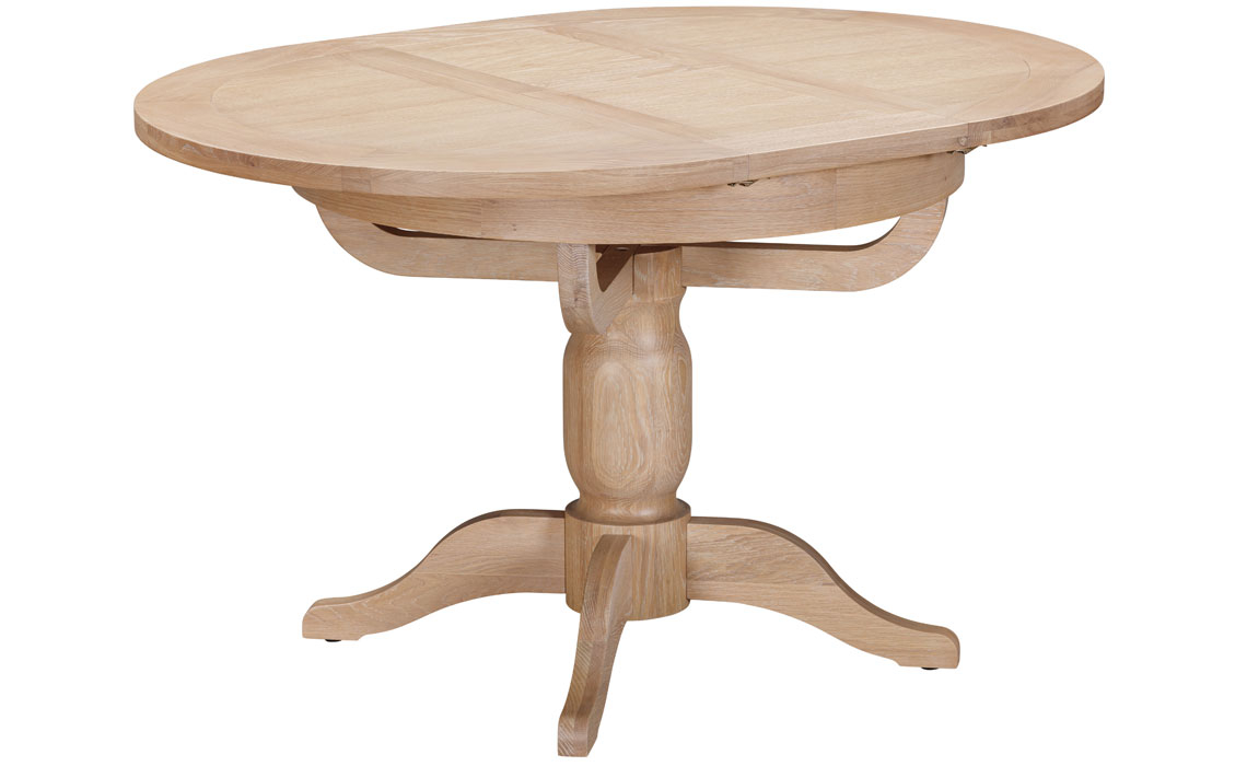 Berkley Whitewash Oak 100-135cm Round Single Pedestal Extending Table 