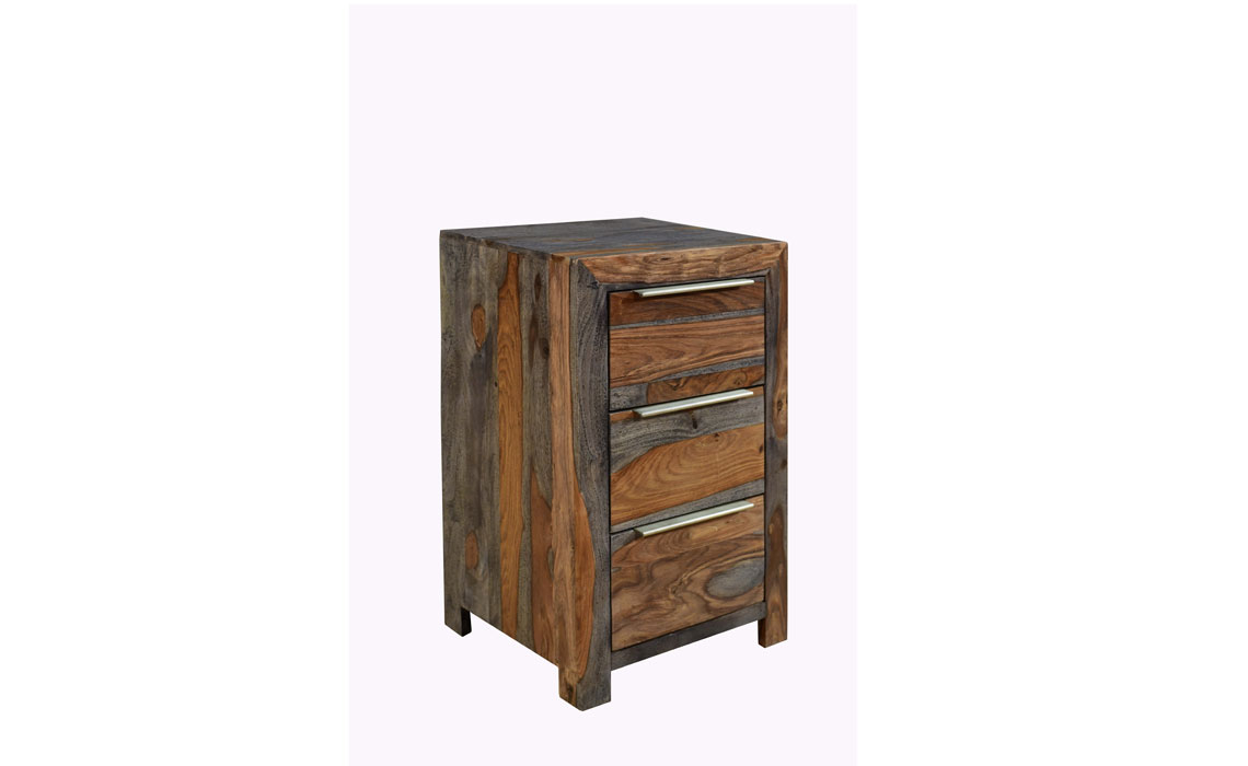 Goa Solid Sheesham 3 Drawer Bedside