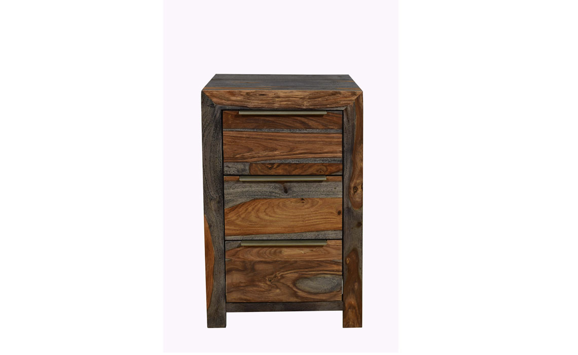 Goa Solid Sheesham 3 Drawer Bedside