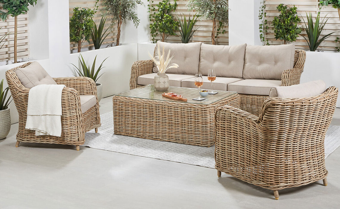 Aston Natural Antique Outdoor Seating Set (ONLINE ONLY)