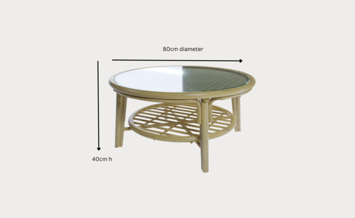 Dingley 80cm Top Glass Round Coffee Table