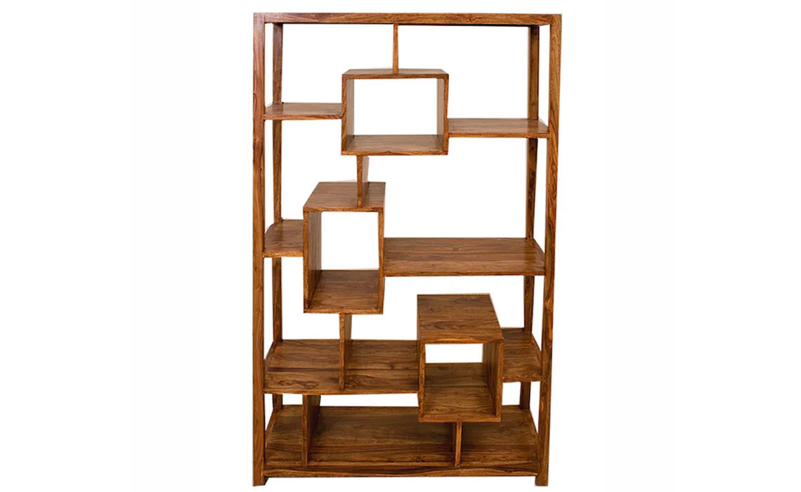 Bali Solid Mango Geometric Bookcase