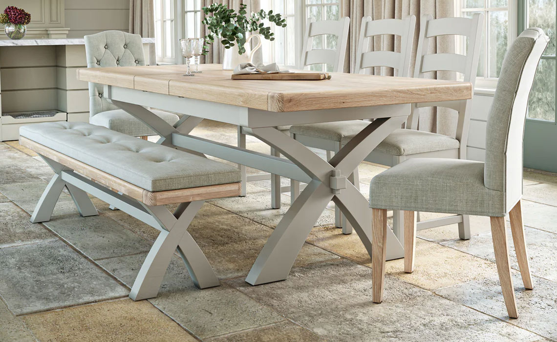 Clovelly Stone Grey Cross Leg 200-245cm Extending Dining Table