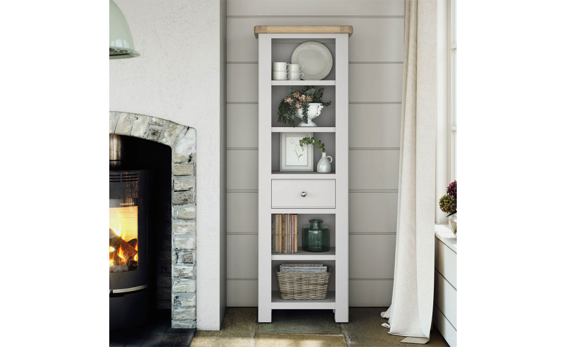 Clovelly Stone Grey Slim Bookcase