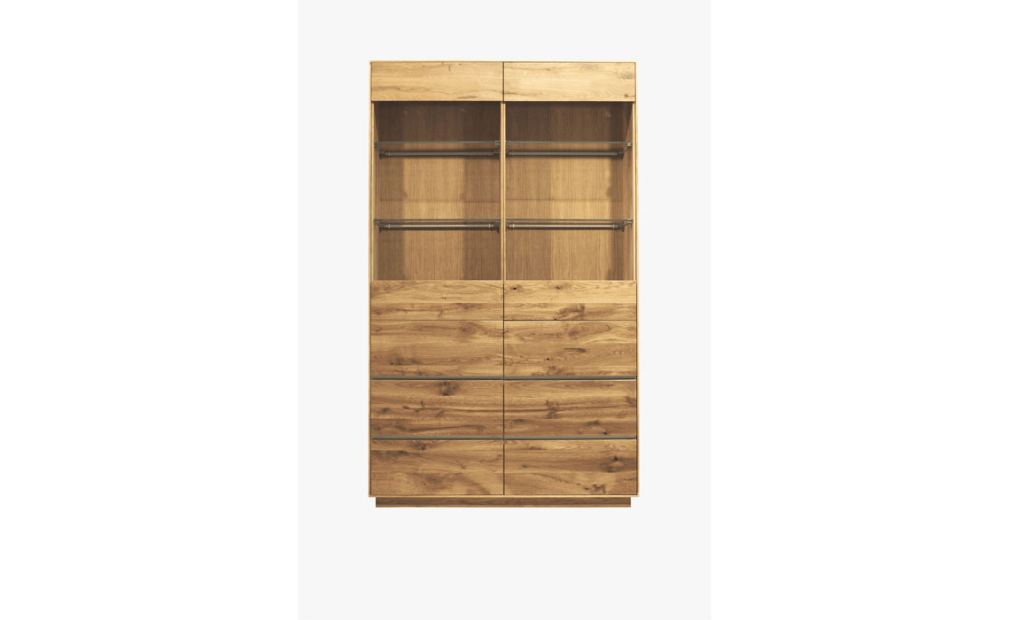 Aurora Solid European Oak Double Display Cabinet