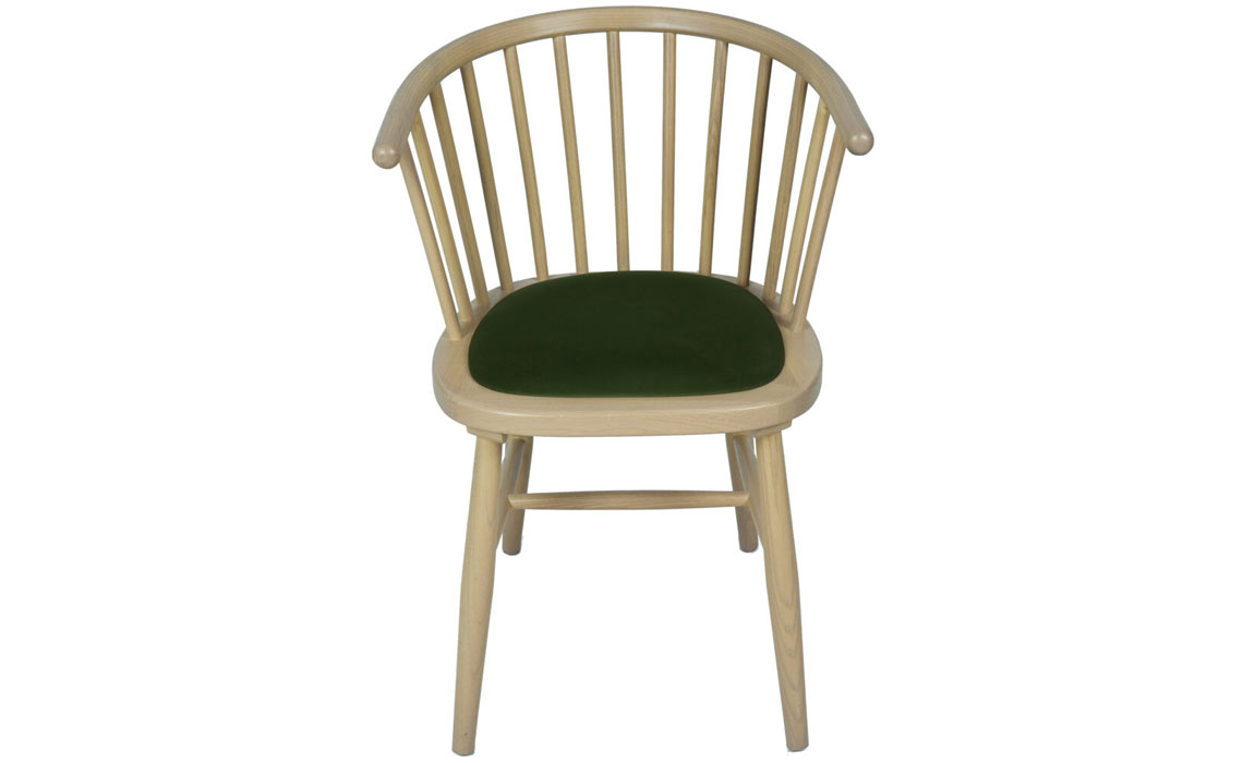 Birka Upholstered Dining Carver Chair - Green Pad