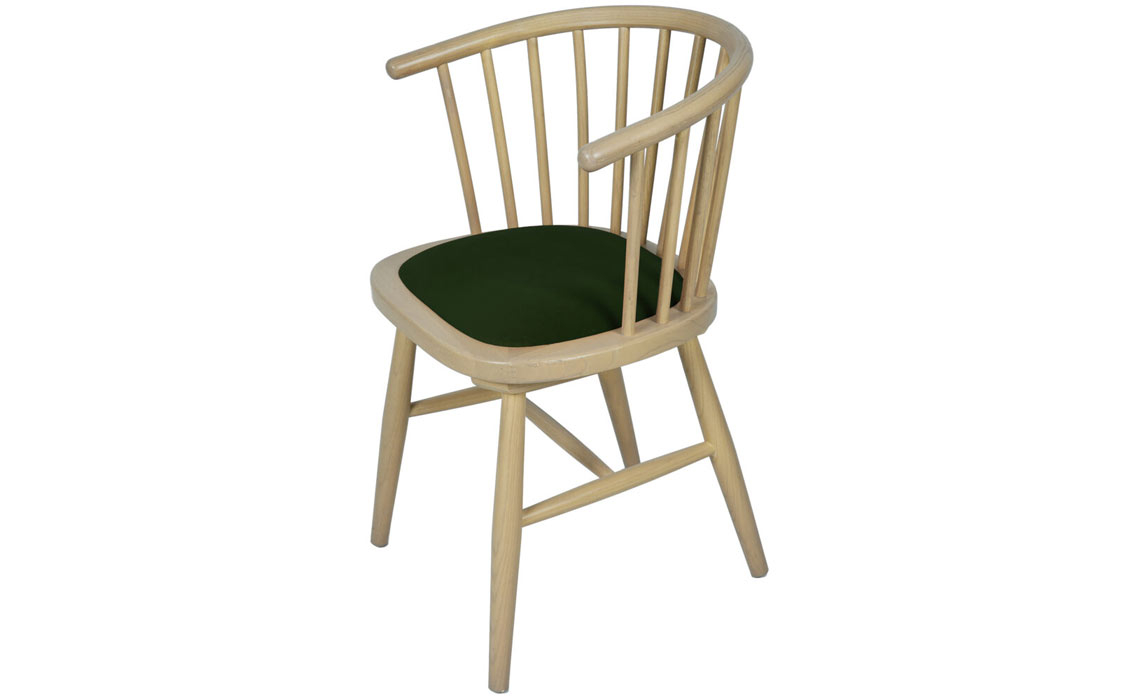 Birka Upholstered Dining Carver Chair - Green Pad