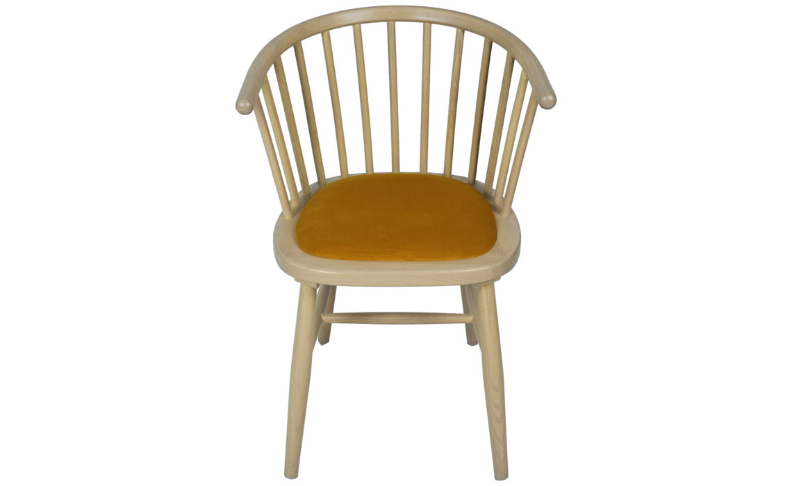 Birka Upholstered Dining Carver Chair - Mustard Pad	