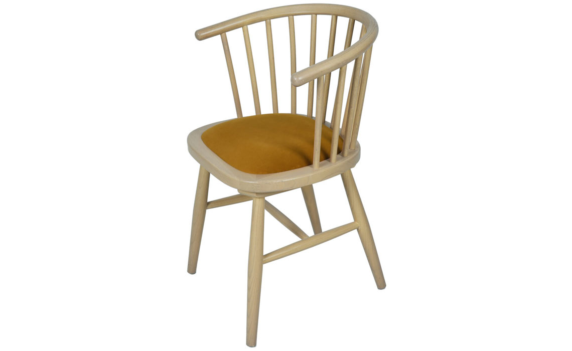 Birka Upholstered Dining Carver Chair - Mustard Pad	