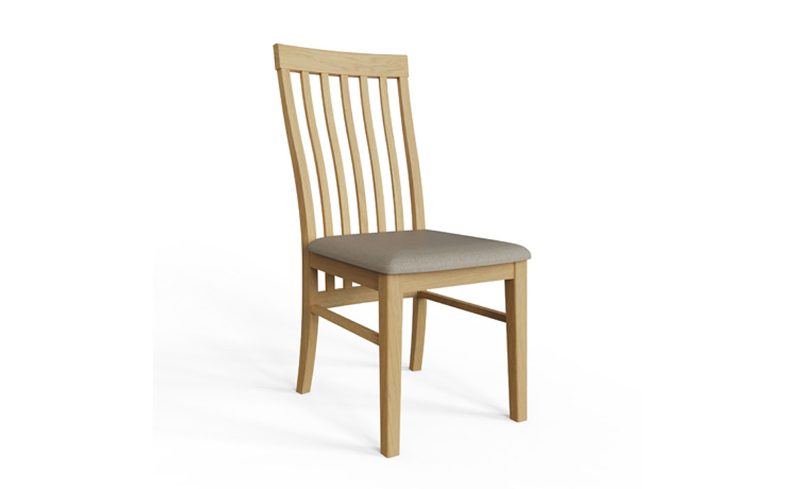 Valletta Oak Slatted Back Dining Chair - Fabric Seat