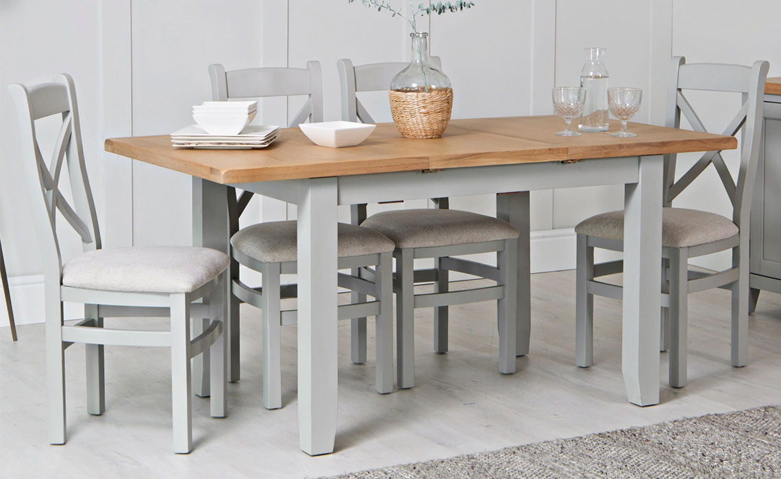 Ashley Painted Grey 120cm Butterfly Extending Table & 4 Chairs