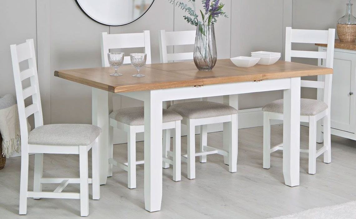 Ashley Painted White 120cm Butterfly Extending Table & 4 Chairs