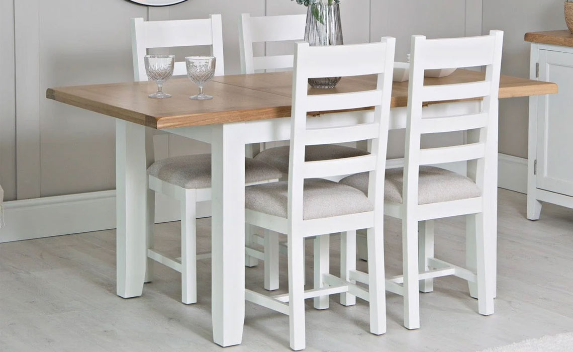 Ashley Painted White 120cm Butterfly Extending Table & 4 Chairs