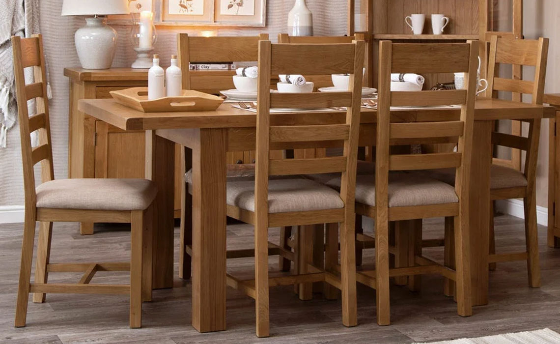 Burford Rustic Oak 125-175cm Butterfly Extending Dining Table & 6 Chairs