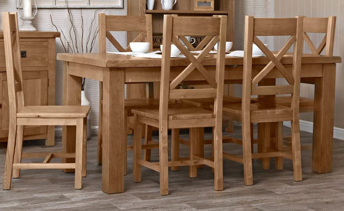 Burford Rustic Oak 170-220cm Butterfly Extending Dining Table & 6 Chairs