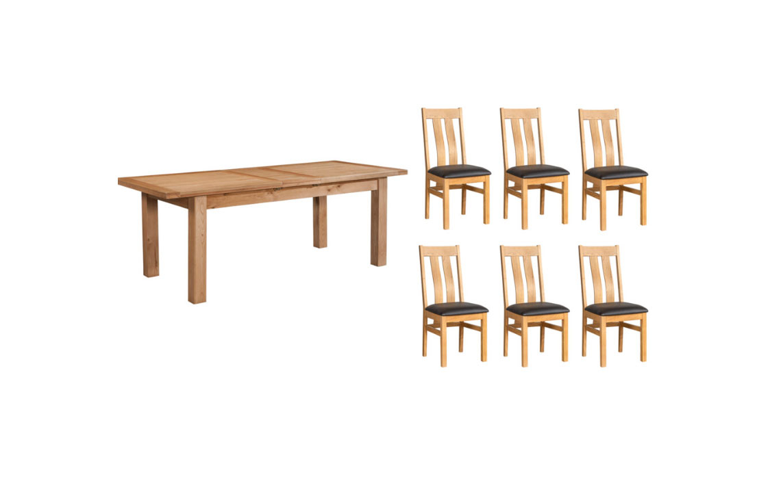 Lavenham Oak 180-250cm Extending Dining Table & 6 Chairs