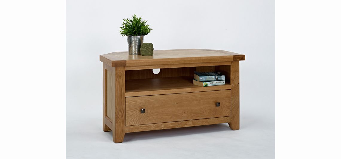 Devon Oak Corner Tv Unit Solid Rustic Oak Beds Mattresses