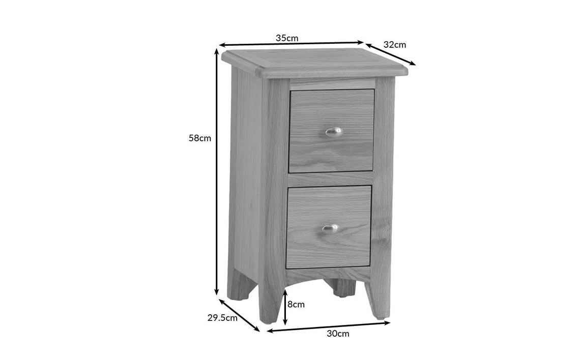 Columbus Oak Small 2 Drawer Bedside 