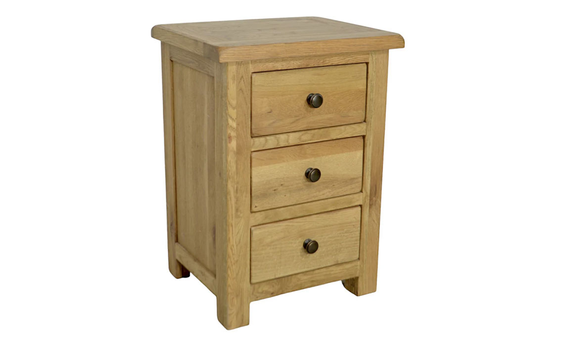 Norfolk Rustic Solid Oak 3 Drawer Bedside