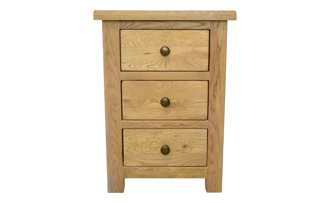 Norfolk Rustic Solid Oak 3 Drawer Bedside