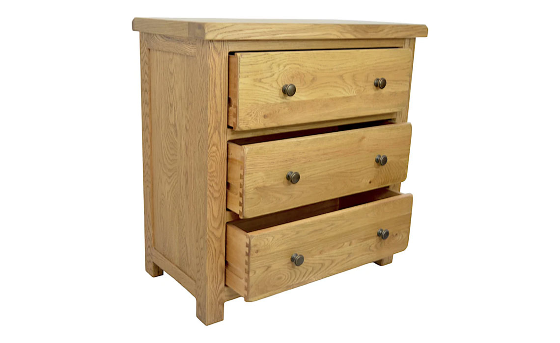 Norfolk Rustic Solid Oak 3 Drawer Wide Wellington