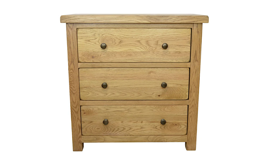 Norfolk Rustic Solid Oak 3 Drawer Wide Wellington