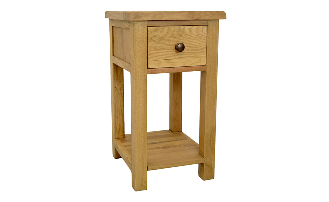 Norfolk Rustic Solid Oak 1 Drawer Lamp Table