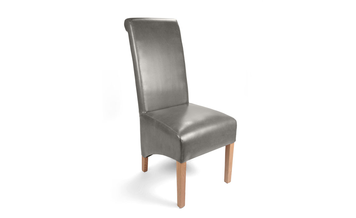 Classic Grey Rollback Leather Dining Chair